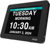 American Lifetime 【New 2024 Dementia Clock Large Digital Clock for Seniors, Digital Clock Large Display with Custom Alarms, Clock with Day & Date for Elderly, Large Number Digital Clock Premium Black