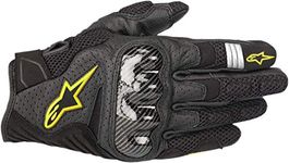 Alpinestars Men's SMX-1 Air v2 Motorcycle Riding Glove, Black/Fluorecent Yellow, Large