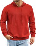 COOFANDY Men's Hoodies Pullover Lightweight Long Sleeve Casual Hoodie Waffle Knit Sweatshirt Red