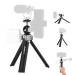 NEEWER Mini Desk Tripod for iPhone with Ball Head 360° Rotatable 3 Cold Shoe Mounts, Metal Portable Table Tripod for Travel Vlogging Recording Compatible with Gopro DJI Phone DSLR Camera, TP31