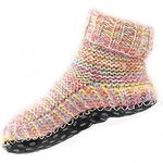 Tibetan Socks Wool Hand Knit Fleece Lined Mid Bootie Slipper Sock Non Slip Sole XS Cottoncandy