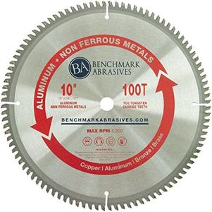 Benchmark Abrasives 10” TCT Saw Blade Tungsten Carbide Tipped Circular Saw Blade with 5/8" Arbor for Cutting Aluminum, Non Ferrous Metals, 10 Inch Miter Saw Blade (10" 100 Teeth)