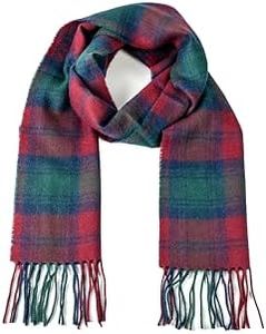 Briomhar Lindsay Tartan Plaid Wool Scottish Scarf - 100% Lambswool Made in Scotland, Perfect Winter Scarf for Cold Weather