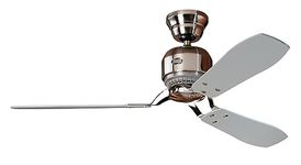 HUNTER FAN Ceiling Fan Industrie II 132 cm Indoor, and Wall Control, Brushed Chrome, 3 Reversible Blades Teak and Grey Ideal for Summer or Winter, Model 24542