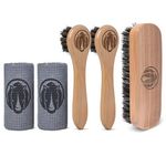 Rhino Wax - Baseball Glove Brush and Applicator Kit (5 Pack) - 1 Large Horsehair Brush for Basic Scrubbing - 2 Dauber Brushes for Oil and Conditioner Application - 2 Microfiber Towels for Wiping Down