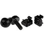 StarTech.com 50 Pack 10-32 Server Rack Cage Nuts and Screws w/Washers - Rack Mount Hardware Kit - Network/IT Equipment Cabinet Clip/Captive Nuts & Bolts for Square Holes - Black - TAA (CABSCREW1032)