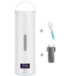 NOVUSOL Travel Electric mini Portable Kettle, Fast Hot Water Boiler with 4 Temperature Settings with Auto Shut-Off and Boil Dry Protection, 304 Food Grade Stainless Steel 380ML WHITE