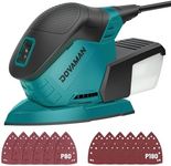 DOVAMAN L5 Apex Detail Sander, 1.1Amp Electric Sander w/Micro-Filter Dust Box, Aluminum Fan Blade, Copper Motor, Max No-load Speed 12,000 RPM, 12PCS(80P/180P) Sanderpapers for Wood, Plastic, Metal