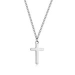 CERSLIMO Cross Necklace for Boys Girls, Stainless Steel Cross Chain Necklace with Chain-40+5CM | Silver Small Size Cross Necklaces Easter Gifts for Children Birthday Christmas Thanksgiving Day