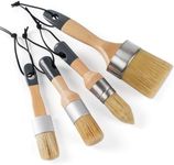 HANJKINZ Chalk and Wax Paint Brush 4Pcs Set, Chalk Paint Brushes for Furniture, Painting or Waxing, Milk Paint, Natural Bristle Stencil Brushes for All Painting and Waxing