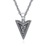 praymos Arrowhead Necklace for Mens 925 Sterling Silver Viking Arrow Amulet Pendant Personalized Jewellery for Men, 20'' +2'' Stainless Steel Chain