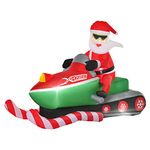 HOMCOM 5ft Christmas Inflatable Santa Claus with Snowmobile, LED Lighted for Home Indoor Outdoor Garden Lawn Decoration Party Prop