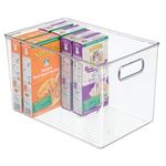 iDesign Linus BPA-Free Plastic Deep Kitchen Storage Bin with Handles - 12" x 8" x 7.75", Clear