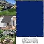 Shade Sails 2.1 x 2.6 m(6.9 x 8.5ft) Waterproof Sun Shade Sail Canopy with Free Rope UV Block Weather-Resistant with Grommets Pes Sail Shades Fence Pergola Balcony, Navy Blue