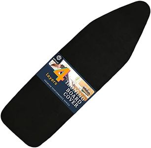 Ironing Board Cover and Pad with Standart Size 15" X 54", Adjustable Elastic Edge Fit, Extra Thick Padding, Heat Reflective, Non Stick Scorch and Stain Resistant, Easy Installation (Black, 15" X 54")