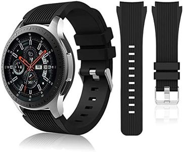 HSWAI Compatible with Samsung Galaxy Watch 46mm Bands/Gear S3 Frontier, Classic Watch Bands/Galaxy Watch 3 Bands 45mm, 22mm Soft Silicone Bands Bracelet Sports Strap for Men & Women. (Black)