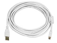 Monoprice 15-Feet USB 2.0 A Male to Mini-B 5pin Male 28/24AWG Cable with Ferrite Core (Gold Plated), White (108636)