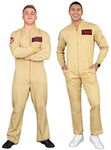 Mad Engine Ghostbusters Adult Costume Zip up Jumpsuit with 4 Interchangeable Patches (Small) Khaki