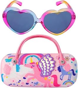 PinkSheep Occhiali da sole per ragazze, occhiali da sole polarizzati con custodia, unicorno ovale gatti cuore occhiali protezione UV402 (Cuore d'amore)