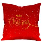 Posh Present Christmas Cushion Covers Merry Christmas Printed Red Cushion Cover 12x12 inches with Filler - Christmas Cushion, Christmas Decorations for House,Decorate Your House