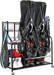 AILRINNI Golf Bags Storage Garage Organizer - Golf Club Organizer Rack with 4 Removable Hooks, Extra Large Design Golf Bag Stand with Wheels, for Golf Clubs Accessories, Garage, Shed, Basement