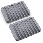 2 Pack silicone Soap Saver, Soap Dish Soap Holder Accessory -Grey