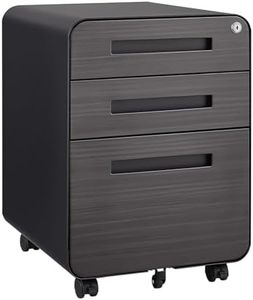 CuisinSmart 3 Drawer Mobile File Cabinet with Lock, Metal Under Desk Rolling Filing Cabinets, Fully Assembled 5-Wheel Office Cabinet for Home Office Letter/Legal/A4 Black-2