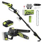 Saker Cordless Pole Saw and Mini Chainsaw, 2-in-1 Pole 6 Inch Chainsaw, Brushless Electric Pole Saw Battery Powered, 78.74 Inch Max Reach Tree Trimmer with 1 Battery