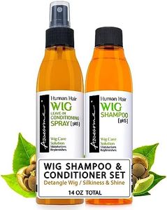 Awesome Human Hair Wig Shampoo & Leave in Conditioner, Premium Set of 2, Wig Care Solution, Detangle Wig, Promotes Body & Volume, Promote Silkiness & Shine, Easy Combing, 7 fl oz