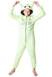 Disney Stitch Onesie for Kids Fleece Pyjamas Lounge Wear Eeyore Minnie Mouse Stitch Gifts (9-10 Years, Green Baby Yoda)