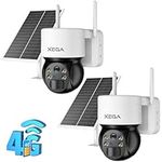 Xega 4G Lte Security Camera Outdoor With SIM Card, Solar Powered Wireless CCTV Works Without WiFi, 2K HD No WiFi Security Camera with PTZ Motion Detection Spotlight & Siren Alert SD&Cloud Storage IP66