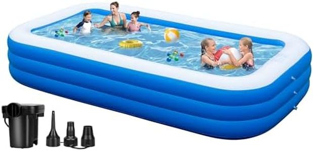 azamine Extra Large Inflatable Pool for Adults - 130"x 72" x 22" Oversized Thickened Blow Up Pool with Pump, Family Swimming Pool for Outdoor, Garden, Backyard, Summer Water Party