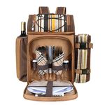 Hap Tim Picnic Basket Backpack for 2 Person with 2 Insulated Cooler Compartment, Wine Holder, Fleece Blanket, Cutlery Set,Perfect for Beach, Hiking, Camping, BBQs, Family or Wedding Gifts(36083)