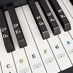 Fansjoy Piano Keyboard Stickers for 88/61/54/49/37 Keys, Colorful Large Bold Letter Piano Key Stickers, Transparent & Removable Piano Keyboard Note Stickers Labels for Kids Beginners Learning Piano