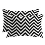 Shrahala Black White Pillowcases, Zigzag Stripe Lines Jagged Triangular Lumbar Pillow Cover Decorative Blended Double-Sided No Inserts for Bedroom Sofa Living Room Set of 2 (26 x 20 in)