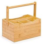 woodluv Cutlery Caddy Utensil Holder, 4 Compartments for Cutlery Storage Condiments Organiser