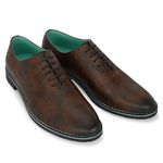 NOAK Handcrafted Brown Litchi Grain Vegan Leather Whole Cut Oxford Shoe