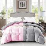 ALISHIBA CASA 600 GSM Heavy Winter Comforter for Double Bed Size - Reversible Winter Blanket | Quilt | Comforter | Duvet | Rajai Double Bed (90"X100")- Baby Pink|Silver Grey Color