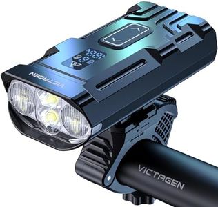 Victagen Super Bright Bike Lights 9000 Lumen for Night Riding, Super Bright 3 LED Lights for Bike/Bicycle Headlight with High Beam & Low Beam TypeC Rechargeable, Free Taillights (VTG8 XS)