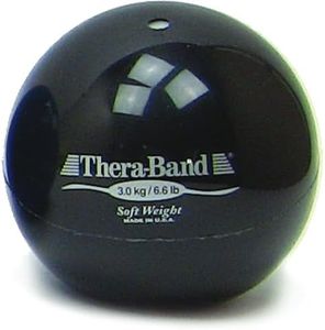 TheraBand Soft Weight, 11.4cm (4.5") Diameter Hand Held Ball, Isotonic Weighted Ball for Isometric Workouts, Strength Training and Rehab Exercises, Shoulder Strengthening & Surgery Rehabilitation, Black, 3 kg