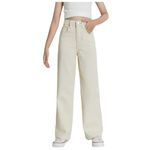 NUCOUTHS Women's & Girls' Solid High Waist Denim Stretchable Relaxed Fit Jeans (NUC-139_WD_Cream_E) (in, Numeric, 38, Regular)