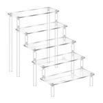 HOJKMA Acrylic Risers Display Stand, 5 Tier Clear Perfume Display Stand Risers Steps Shelf with Screwdriver for Amiibo Pops Figures Cupcake Display Risers Holder Collectibles Shelf Rack