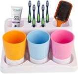 Aebeky Toothbrush Holder Kids Family Set for Bathroom Storage Organizer (Orange+Blue+Pink)