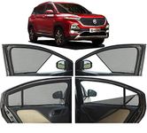 Autofact Half Magnetic Window Sunshades/Curtains for MG Hector [Set of 4pc - Front 2pc Half without Zipper ; Rear 2pc Full with Zipper] (Black)