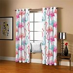 LIGAHUI Blackout Curtains White & Flamingo 2x W46x L72 inch Eyelet Thermal Insulated Bedroom Curtain Ring Top Solid Kids Treatments Curtains Living Room for Nursery 2 Panels