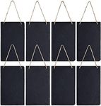 Navaris Hanging Slate Chalkboard Signs (Set of 8) - 9.75" x 5.85" Farmhouse-Style Black Board Sign for Outdoor, Door, Wall, Weddings - Vertical