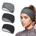 TAGVO Winter Sports Headbands, 3 Pack Thermal Stretchy Ear Warmers Moisture Wicking Running Head Bands, Women Athletic Ear Muffs Ski Head Bands - Fit for Yoga, Cycling, Basketball, Fitness