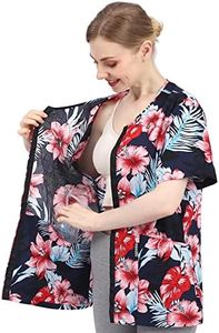 Post Surgery Shirt Mastectomy Recovery Shirt with Rehab Postoperative Shirt Hidden Drain Pockets Port Access for Breast Reconstruction(Blue)