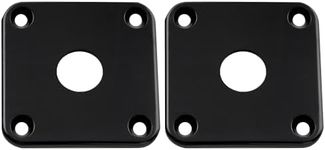 Musiclily Pro Plastic Curved Jack Plate Square Jackplate for G style Epiphone Les Paul Guitar, Black (Set of 2)