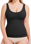 TrainingGirl Women Compression Tank Tops Tummy Control Shapewear Vest Seamless Body Shaper Slimming Shirt Padded Bra Camisole, Black, X-Large